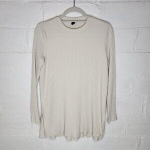 Eileen Fisher Women's Medium Shirt Top Ivory Ribbed